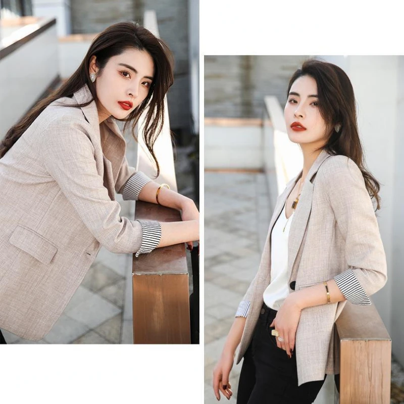 2024 New Blazers Coat Women's Spring and Autumn Casual Temperament Elegant Waist  Blazer Jacket Women Coat