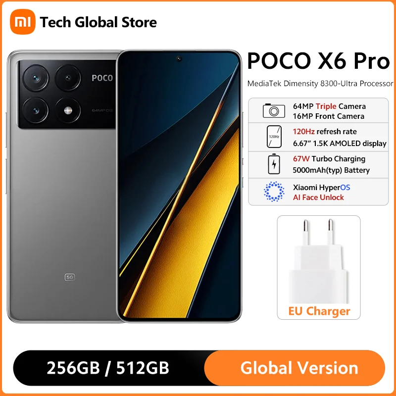 smartphone pro 5g versao global dimensao mtk 8300 ultra 667 display amoled 120hz camera tripla de 64mp carga turbo 67w poco x6 01