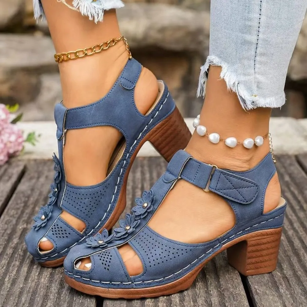 36-43 Übergrößen Damenschuhe Sommer Runde Zehenkappe Plateau Gladiator Rutschfeste Sandalen Lässige Strand-Fußbekleidung 2026 – Detail 10