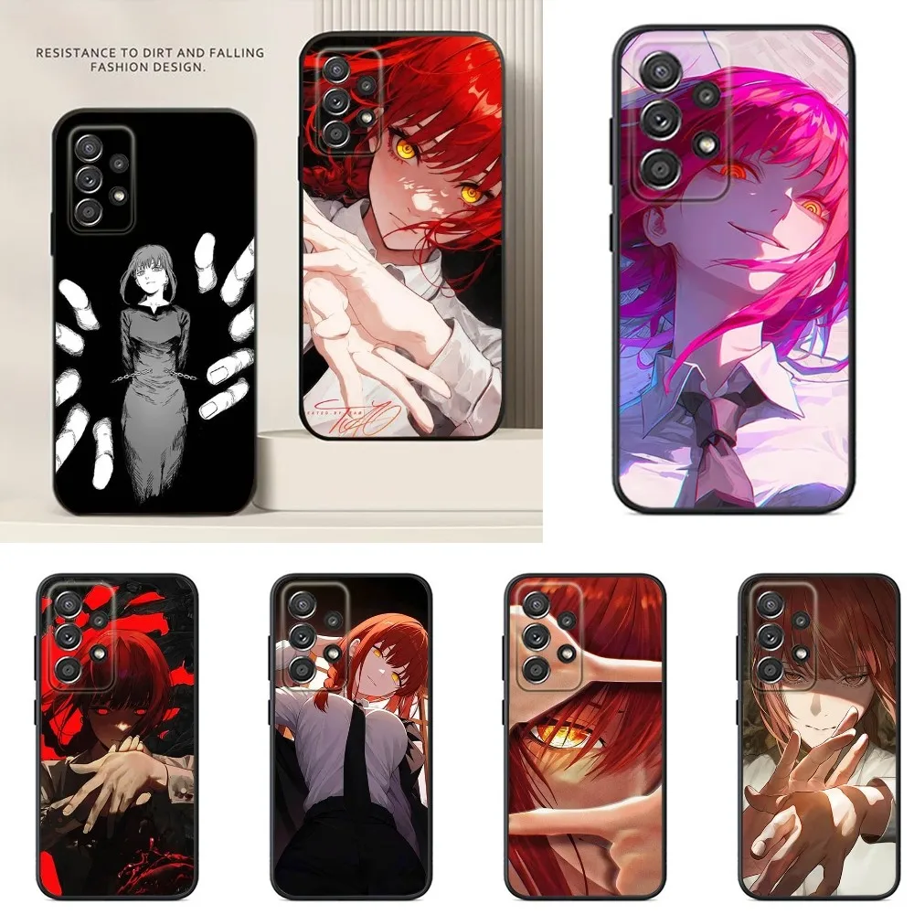 

M-Makima Phone Case For Samsung S24,S23,S22,S21,S20,S10,S10E,S9 Ultra Plus FE Note 20 Ultra 10 9 Plus Black Case