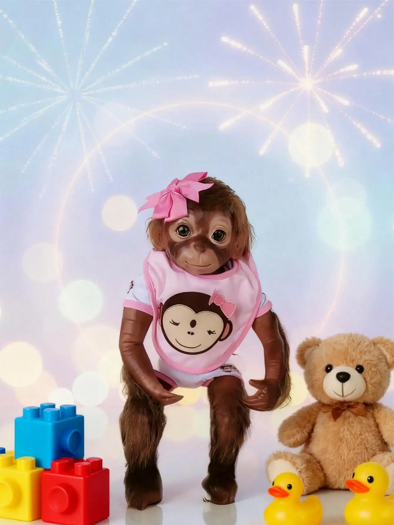 

20-дюймовое тканевое тело, милая реалистичная кукла ручной работы с изображением обезьяны для новорожденных, детский подарок на день рождения, Рождество