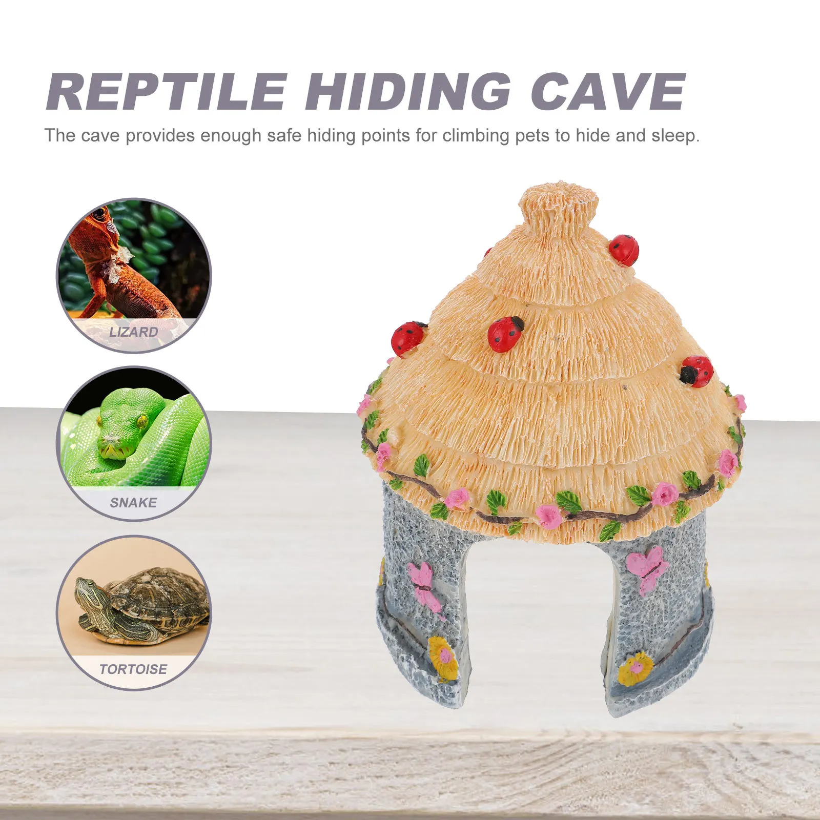 

Handcrafted Resin Landscape Ornament for Reptile Box Turtle Hiding Cave Fish Tank Decor Crawling Terrace Pet Shelter