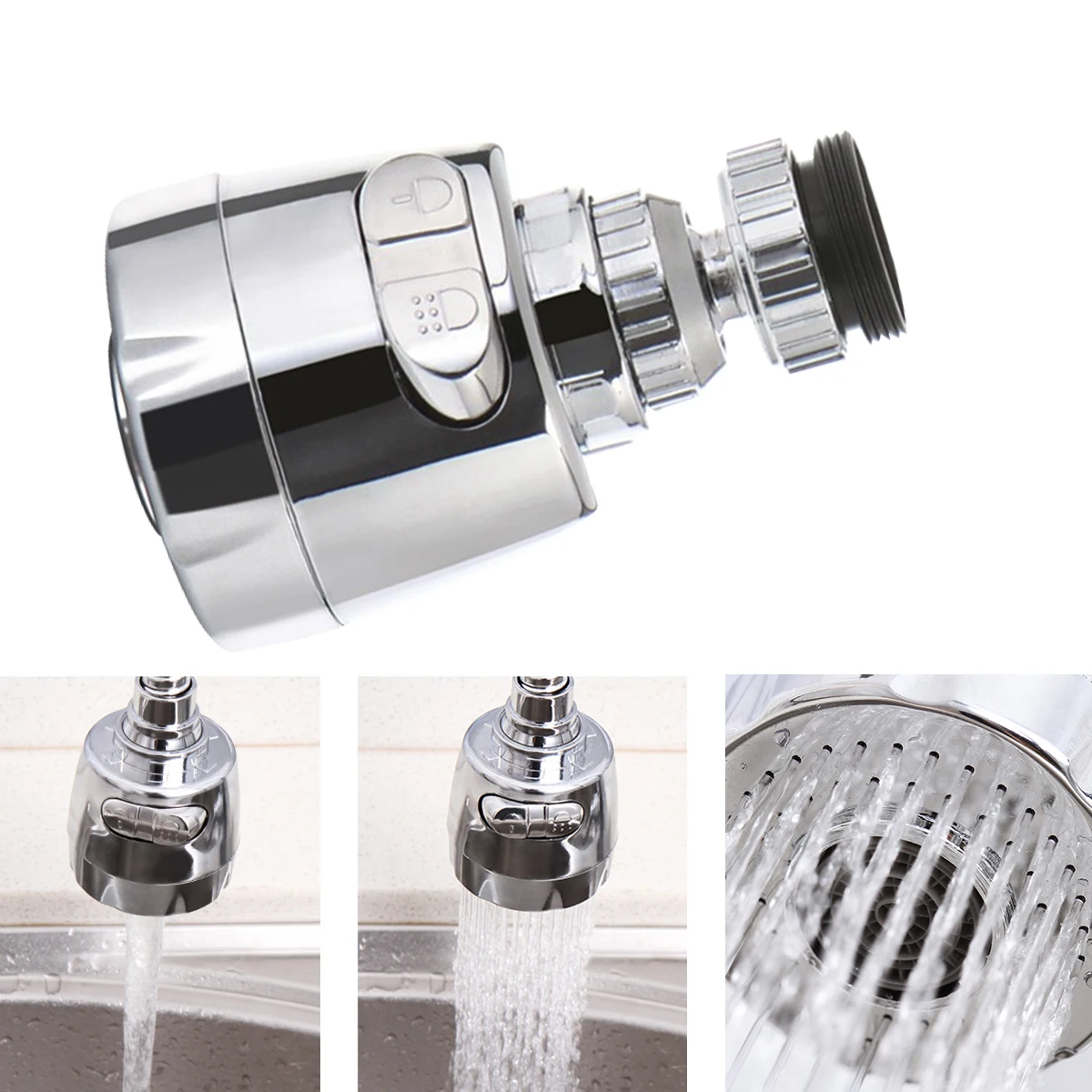 Universal Dual Mode Faucet 360 Degree Rotating Tap Filter Tip Water Bubbler Faucet Anti-Splash Economizer Kitchen Supplies