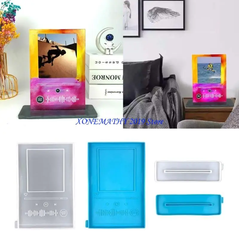 

F42F MP3 Photo Frame Epoxy Resin Mold Desktop Decorations Silicone Mould DIY Crafts Ornament Stand Mold Handmade Home Ornaments