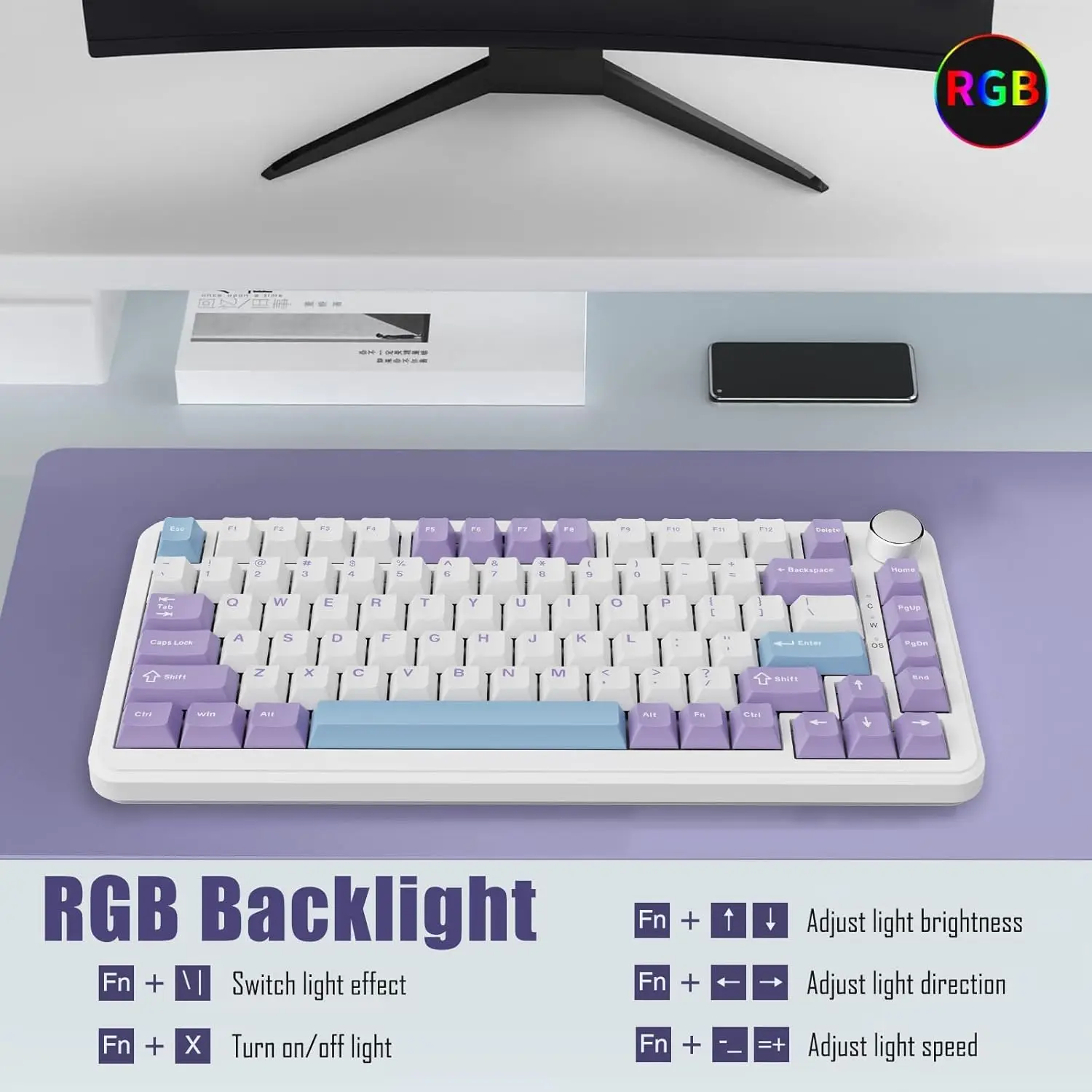 AK820MAX Three-Mode Hot-Swappable Mechanical Keyboard with Gasket, Long Battery Life, Five-Layer Filling PC - Image 5