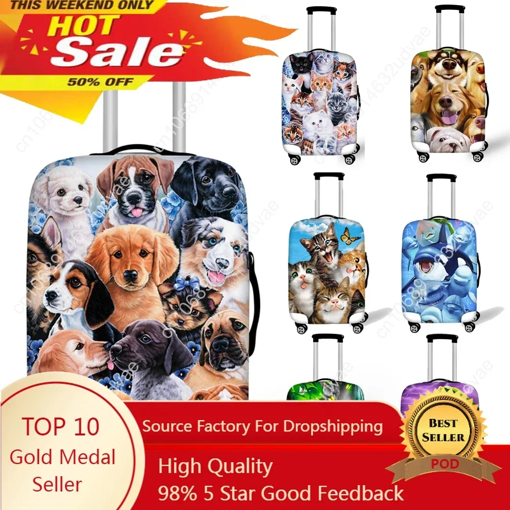 Cute Dog Panda Dinosaur Animal Print Luggage Cover Elastic 18-32 Inch Suitcase Cover