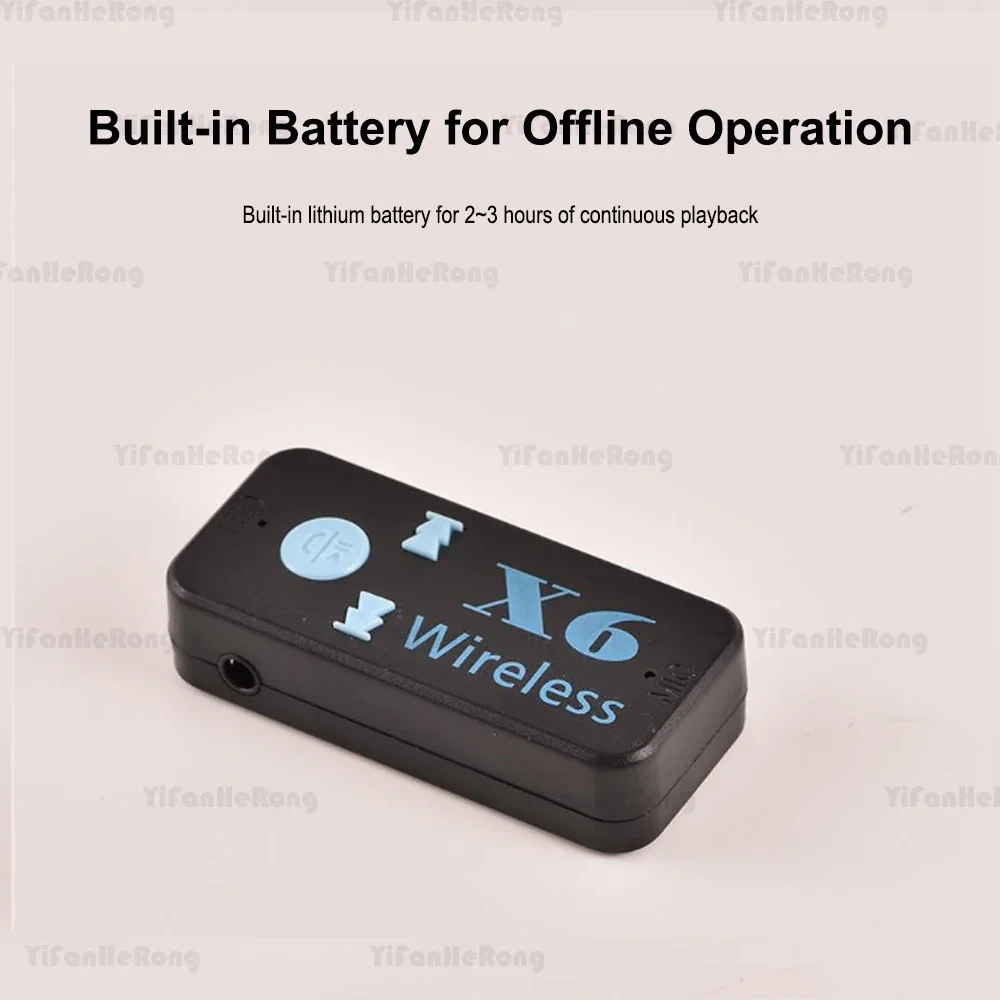 X6 Bluetooth-compatible Receiver 3.5mm Aux Jack USB Wireless Audio Adapter Handsfree Support TF Card MIC Call Mp3 Player