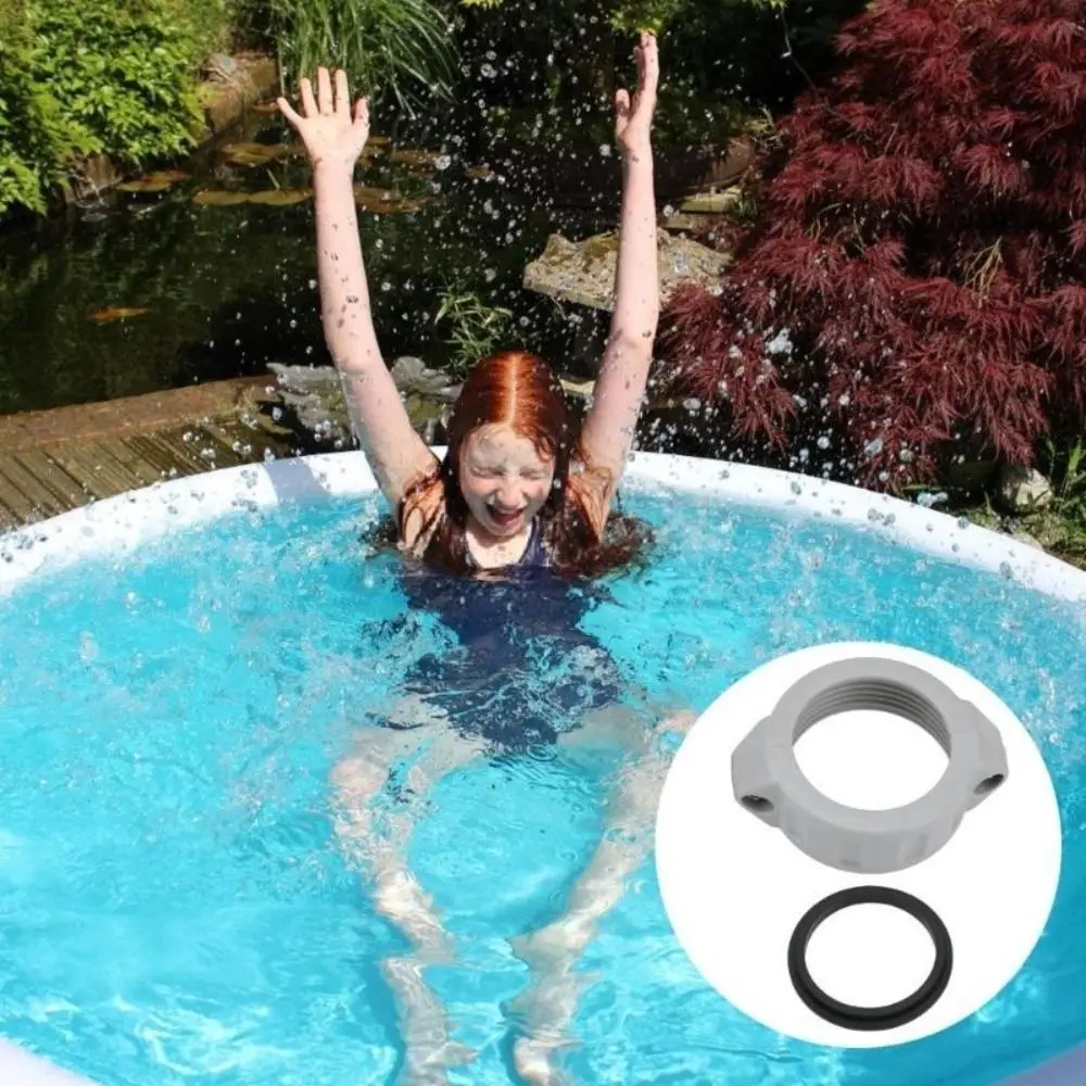 Threaded Nut Rubber Seal O Ring with Washer Durable Air Pump Nut Joint ABS Pool Pump Connector for P06574/P6H624 Inflatable Pool