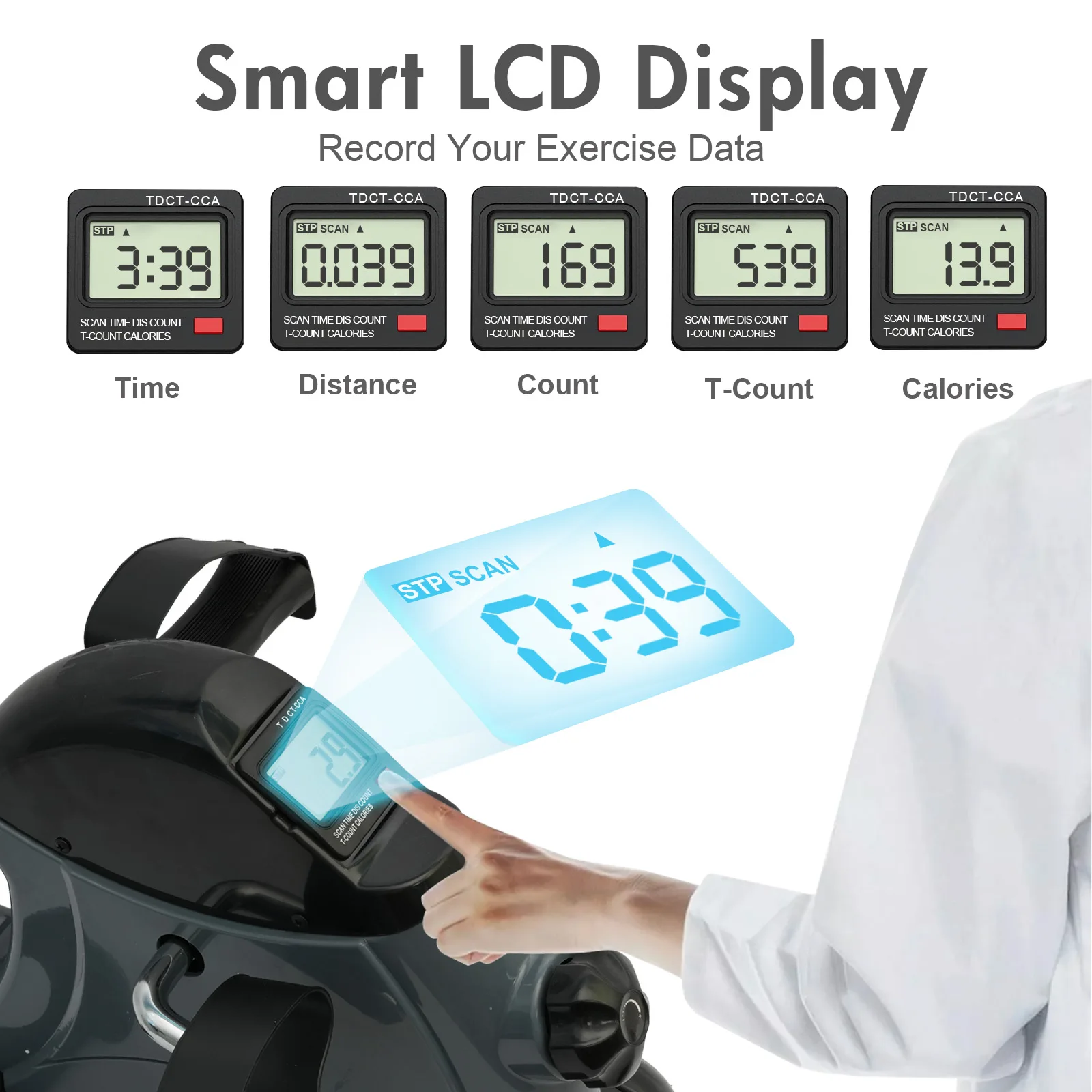 Mini Pedal Exercise Bike Under Desk Bicycle Trainer Fitness Cycling Portable LCD Display Arm Leg Fitness Equipment Home Office