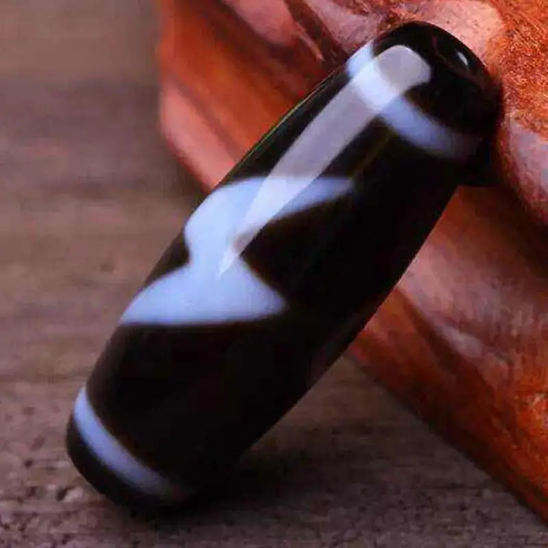 خمسة عيون الإضاءة العقيق التبتي الطبيعي الجزع Dzi الخرز مصقول صنع المجوهرات عقد دي اي واي سوار 13x37 مللي متر الخرز Dzi التبتية #6