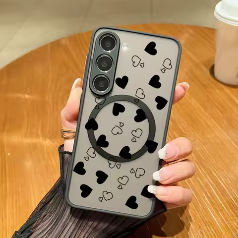Magnetic For Magsafe Love Heart Patterned Case For Samsung Galaxy A55 A54 A35 A25 A15 A34 5G S21 FE S22 S23 S24 Ultra Capa Coque