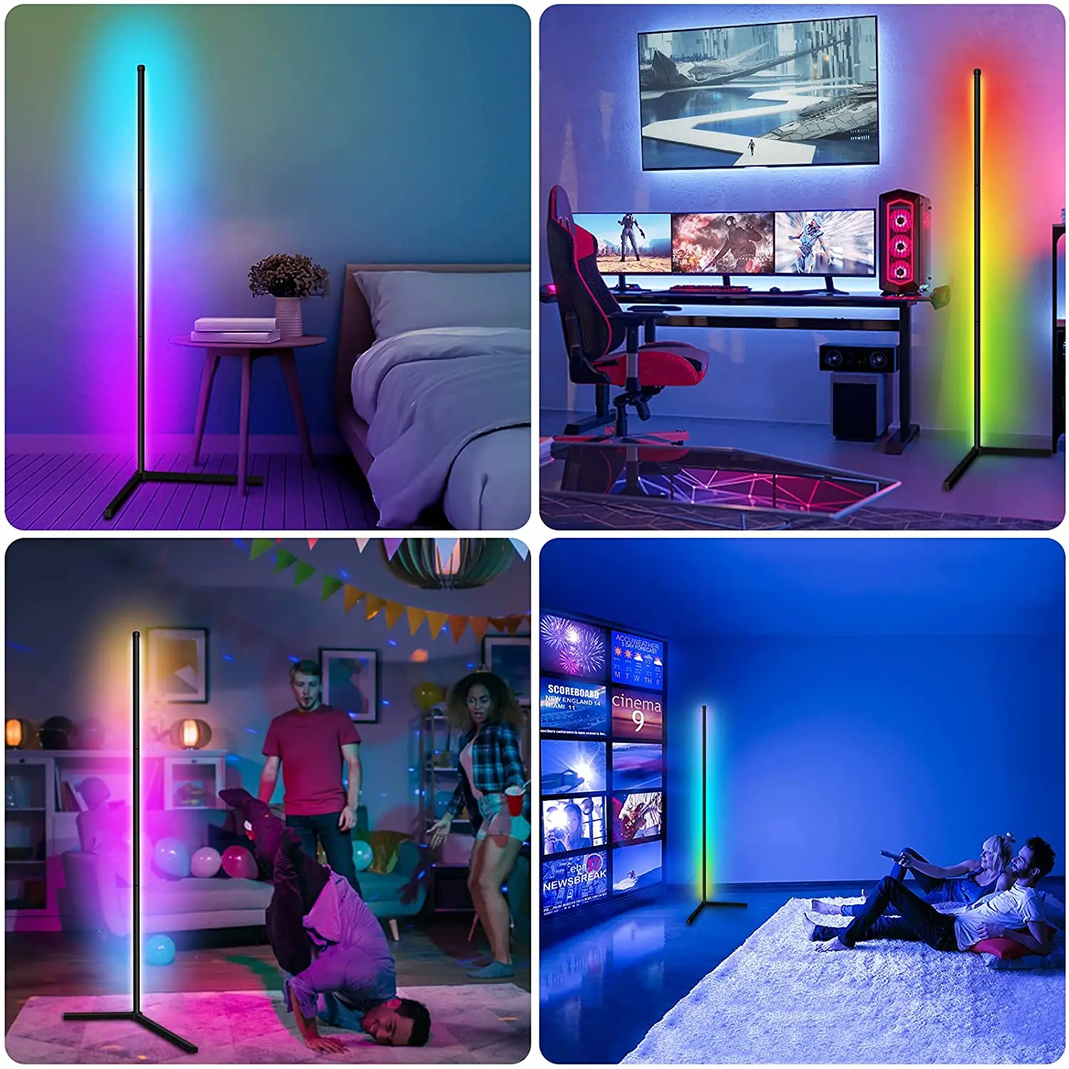 Imagem -06 - Lâmpada de Assoalho Regulável Rgb para Sala de Estar Led Mood Light para Quarto Decoração Nórdica Suporte de Iluminação Interior Smart App 140cm