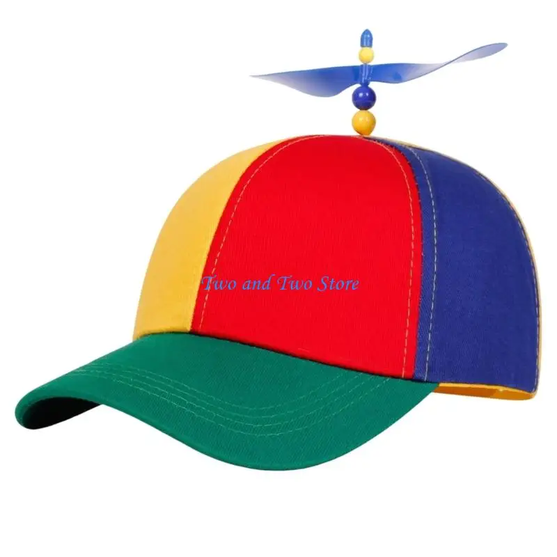HX6F Color Panel Propeller Hat with Arched Bill, Adjustable Back Strap and Baseball Cap for Party Photo Styling