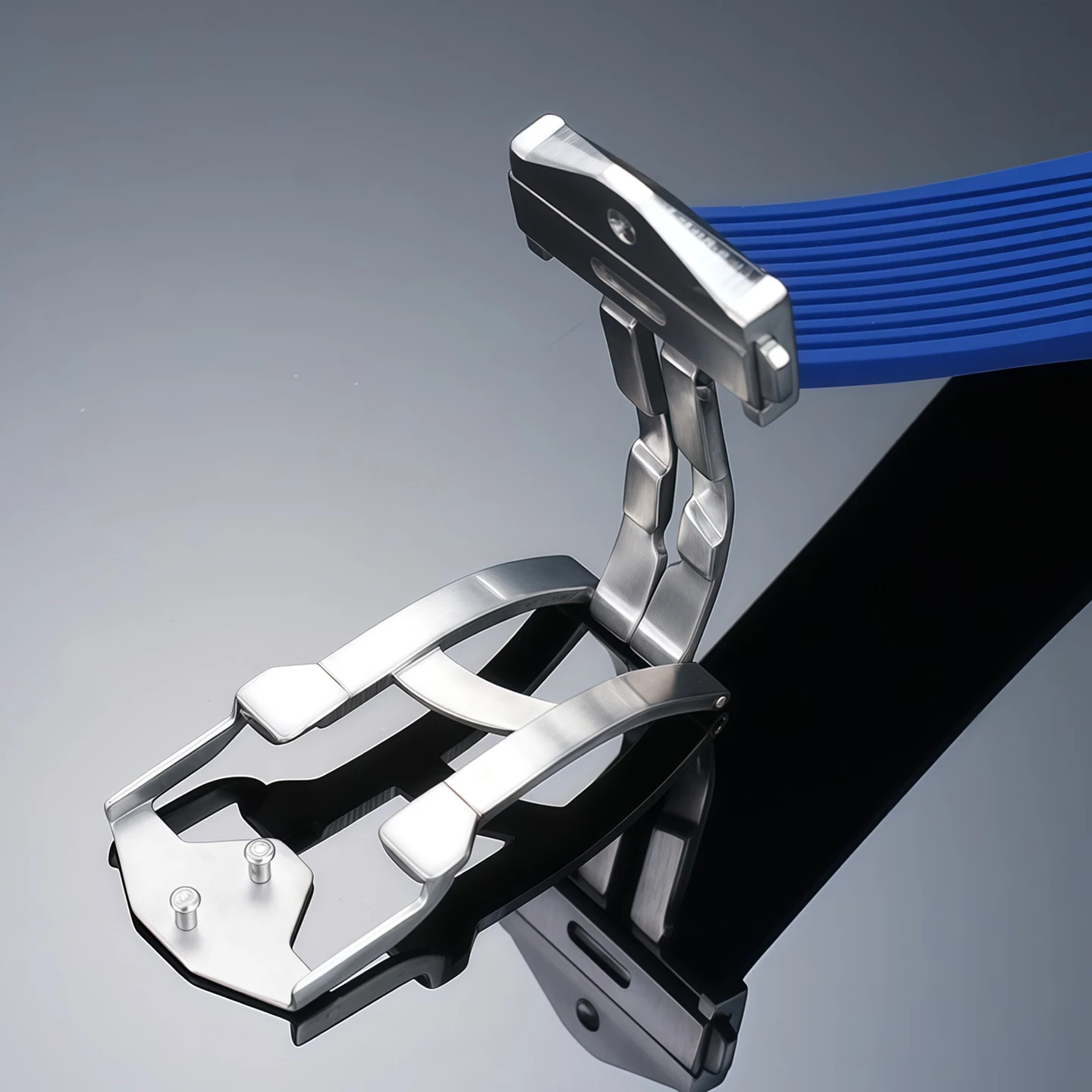 ل Hublot الوشم 2nd الجيل جديد مزدوج الصحافة للطي مشبك كبير بانج حزام سيليكون الشريط الفولاذ المقاوم للصدأ مشبك ساعة 22 مللي متر