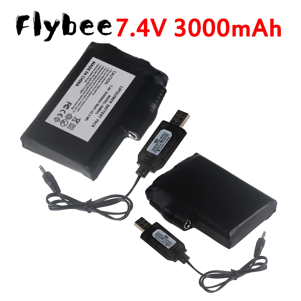 

Аккумулятор Li-Polymer 7.4V 3000мАч для перчаток с подогревом, жилетов с подогревом, носков, зимних антифризных грелок, внешний аккумулятор для подогрева
