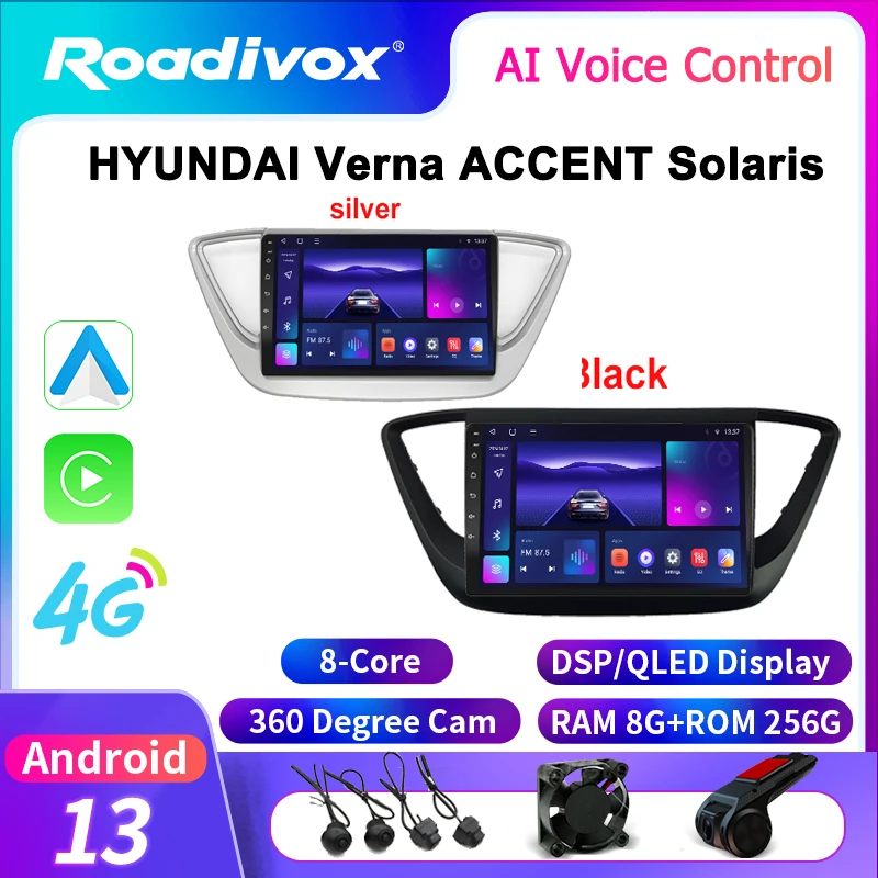 

roadivox Android car radio for HYUNDAI Verna ACCENT Solaris 2017 stereo GPS Navigation video Multimedia Player tape recorder