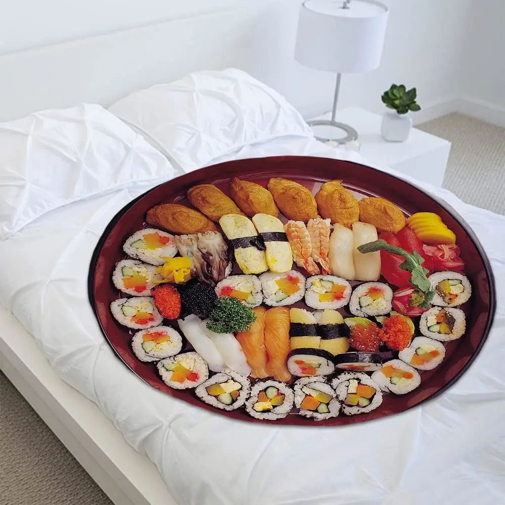 Salmon sushi rolls, novel food pancake blankets, soft Flannel round blankets, used for bedding, sofas, fun gifts