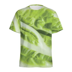 Chinese Cabbage Leaf Pattern T-shirt For Men 3D Printed Vegetables Tees Street Loose Short Sleeve Tops Round Neck T Shirts