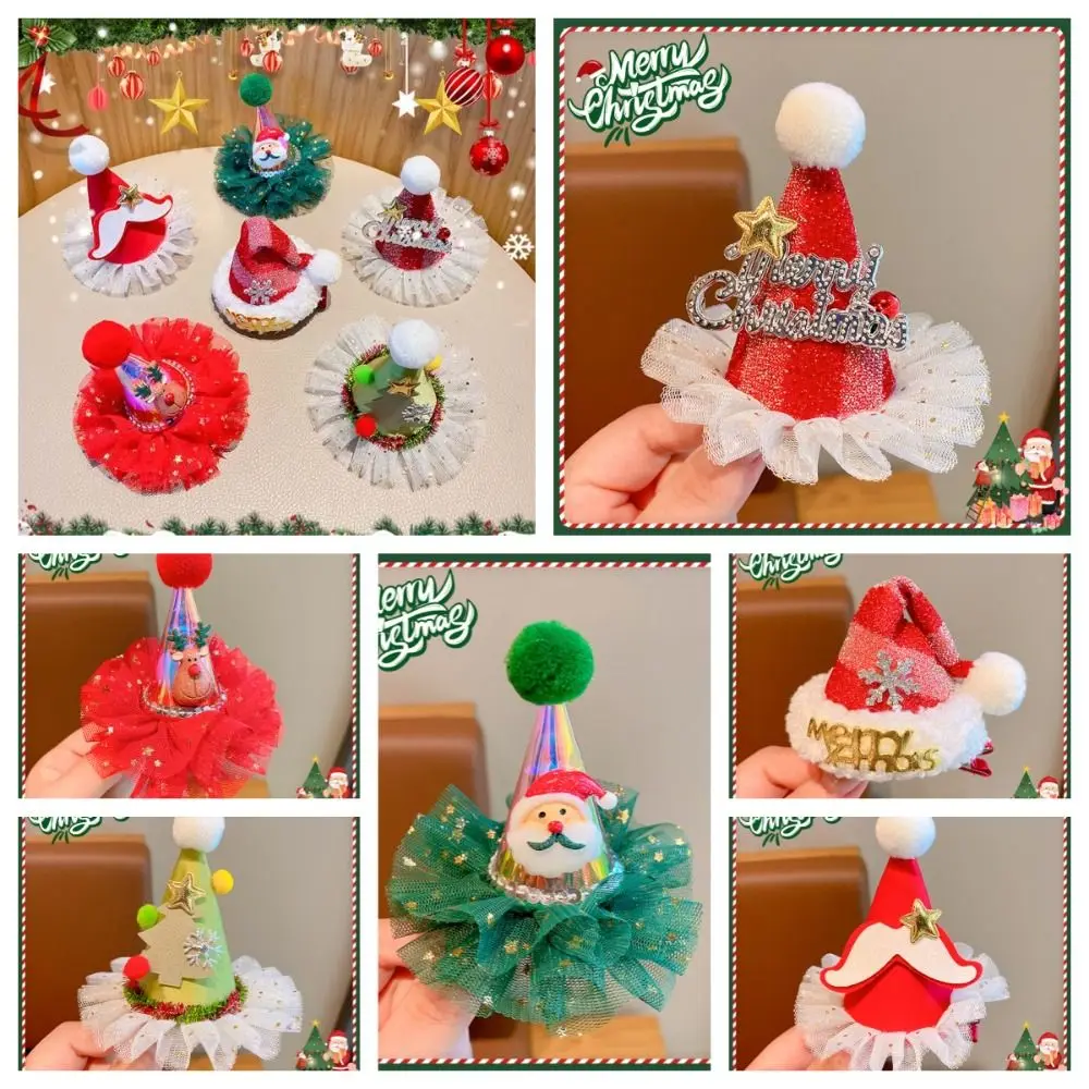 

Креативная новогодняя заколка для волос: олень, буква, Санта-Клаус, уточка, блестящая елка, новогодняя шапка. Повседневная.