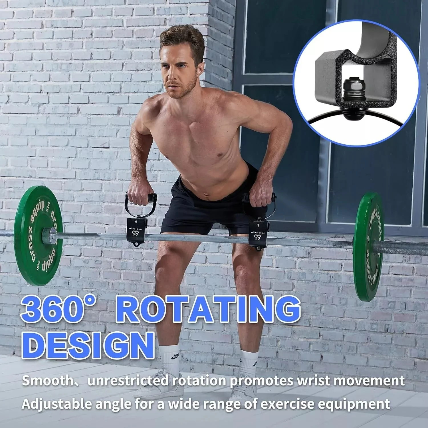 Rotierende Klimmzuggriffe für Langhantel-Fitnesstraining, Drehgriff für Türrahmen, LAT-Pulldown, multifunktionale Griffe, Heim-Fitnessstudio – Detail 4