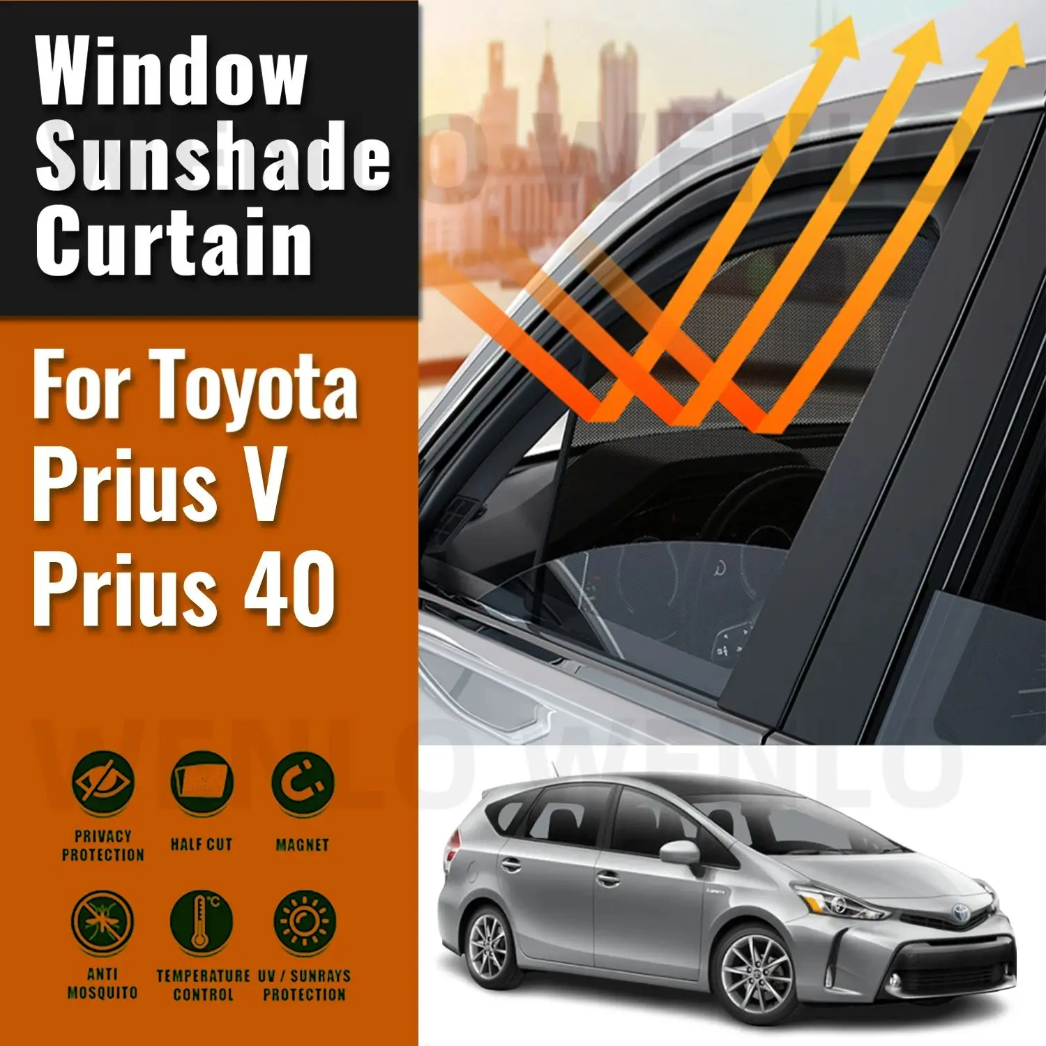 

For Toyota Prius V Alpha 2011-2021 Magnetic Car Sunshade Visor Front Windshield Frame Curtain Rear Side Window Sun Shade Shield