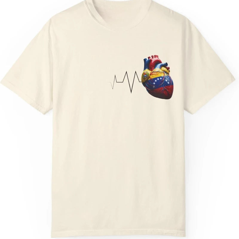 

Всегда в моем сердце Венесуэльские футболки Heartbeat Corazon Latino Pride Funny Viral унисекс с круглым вырезом, обычные футболки с короткими рукавами и графикой