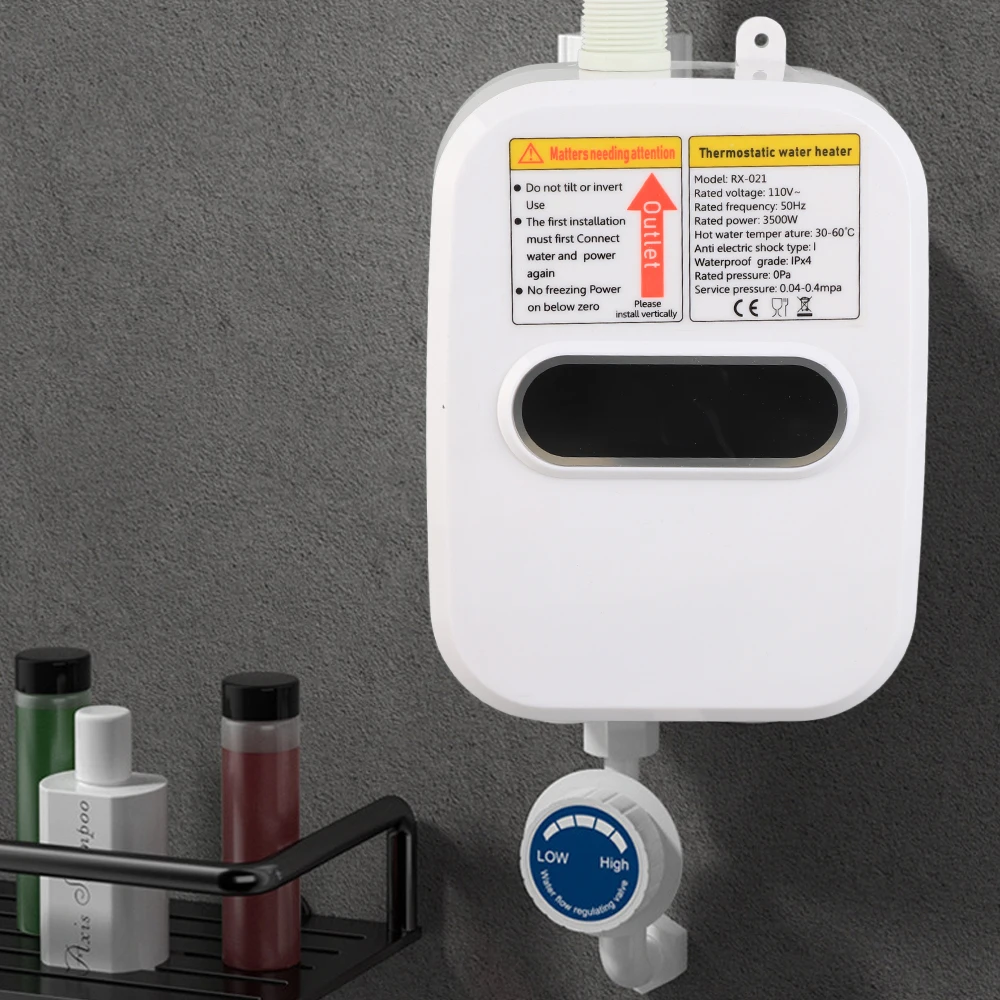 Small Instant Electric Water Heater LCD Temperature Display IPX4 Quick Heating Shower Water Heating Device Set
