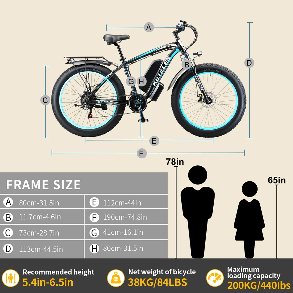 KETELES 26'' Adult Electric Bicycle Dual Motor 21-Speed E-Scooter with 48V 15AH Removable Lithium Battery 1000W Powerful Brushless Motor 28mph up to 50 Miles Full Aluminum Frame Ebike image 5