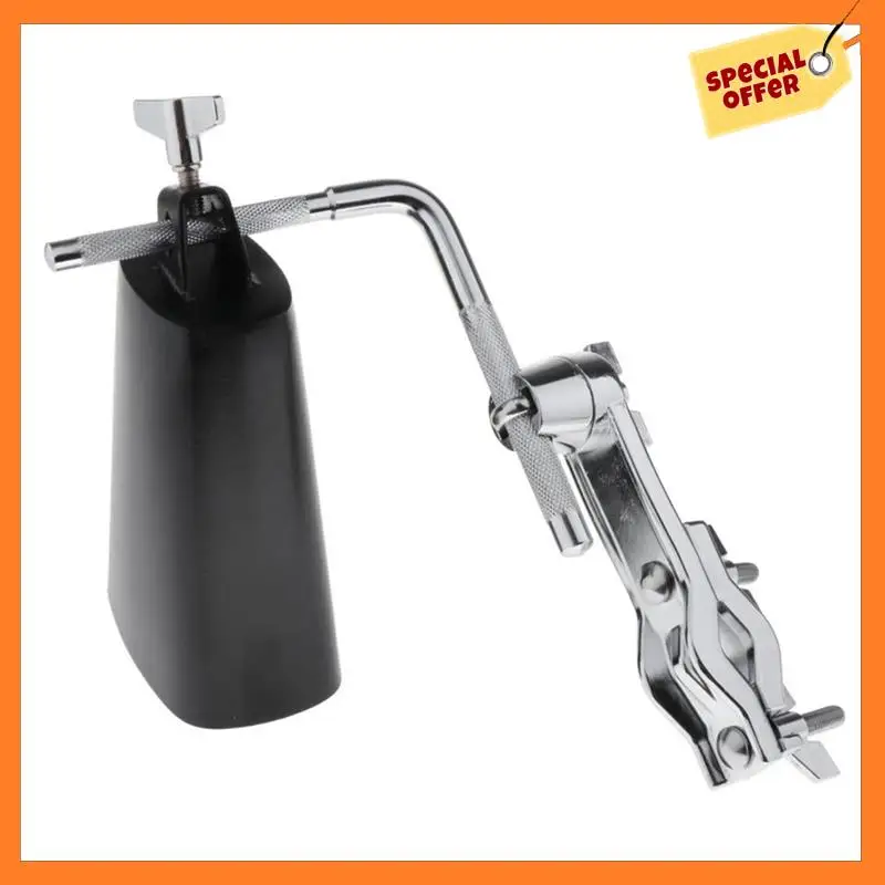 

AD08-Metal Cow Bell Noise Maker Percussion Instrument Mountable Black For Drum Set With Stand Mount Clamp