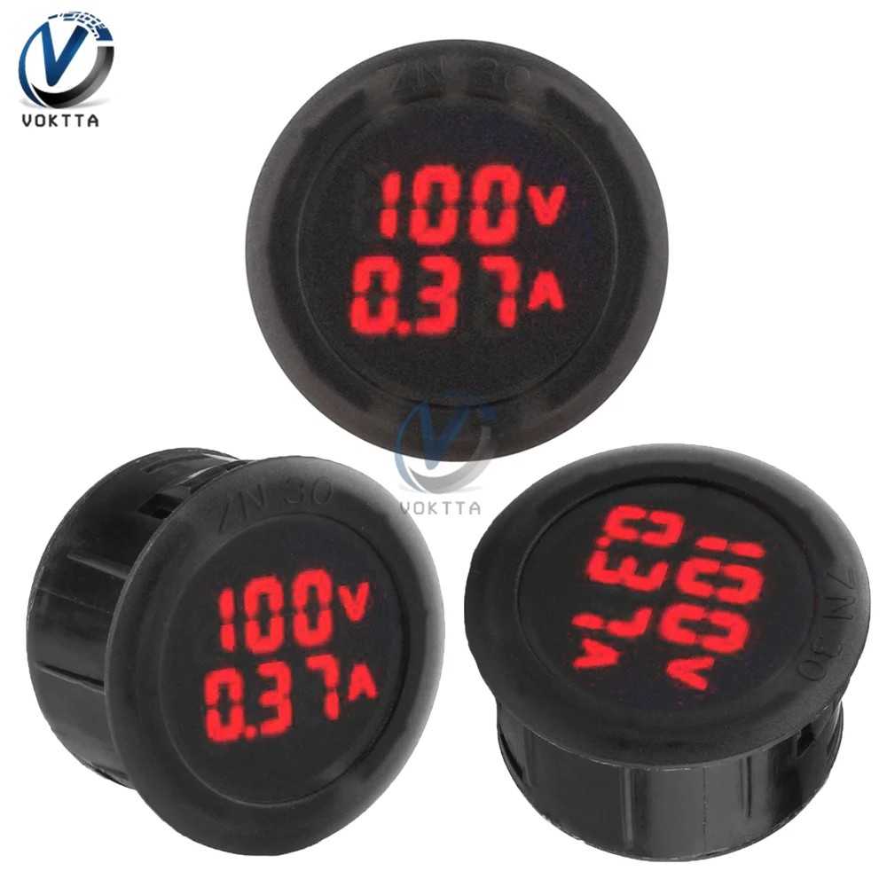 DC5-100V 1A/10A/50A/100A Digital Voltmeter Ammeter LED Dual Display Circular Voltage Current Meter Voltage Detector Tester