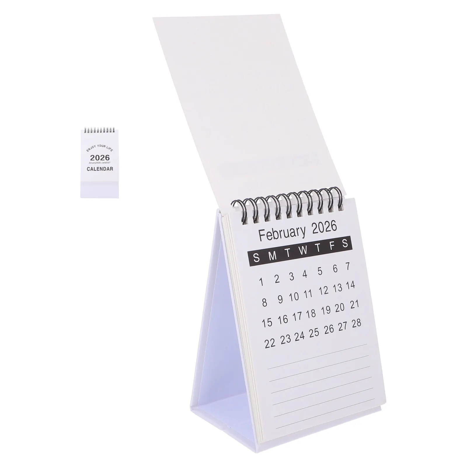 Mini Desk Calendar 2026 Compact Standing Flip Monthly Planner for Home Office School Smooth Writing Surface Lunar Date Design