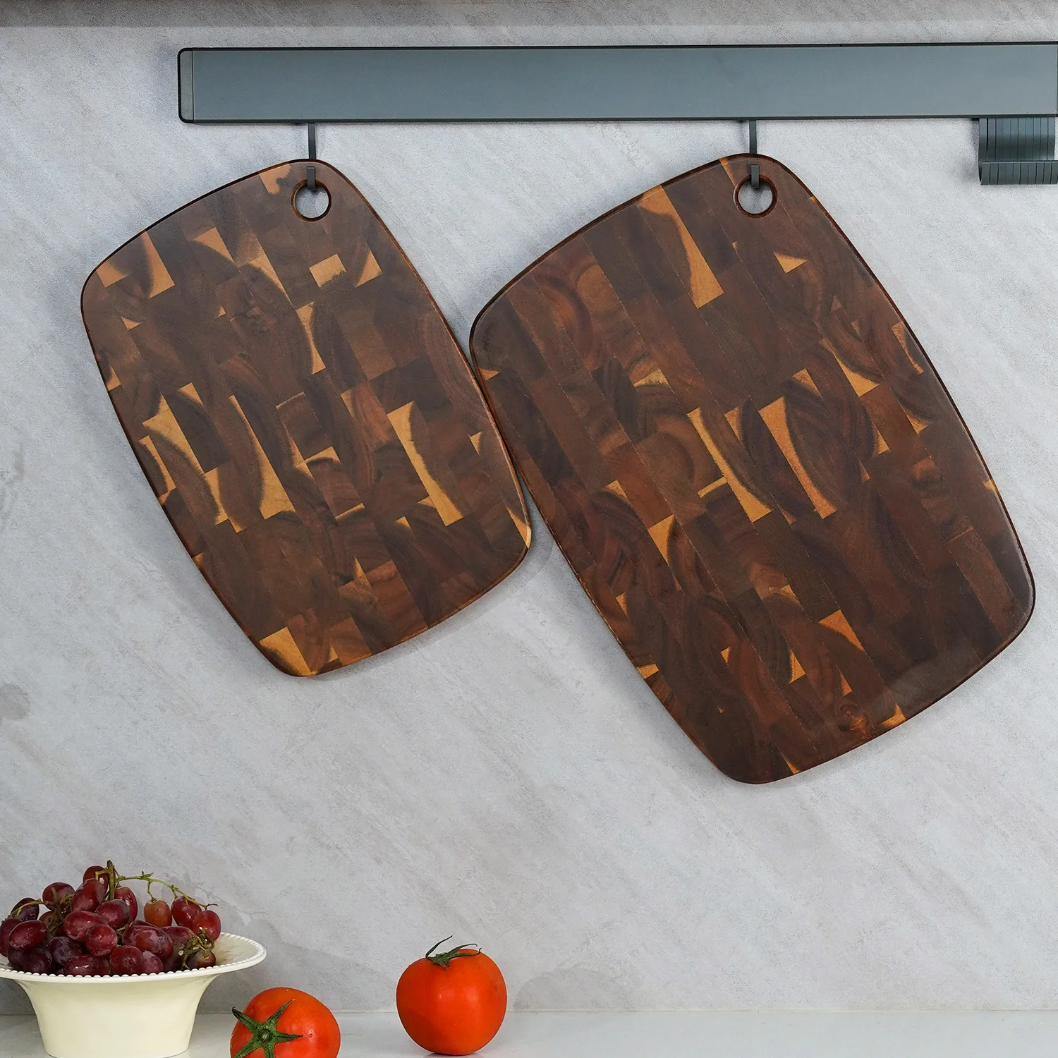 Tabla de cortar de madera de acacia, tabla de cortar de madera con asas, tabla de carnicero para carne, queso, Ideal para cortar, cortar y cortar en cubitos