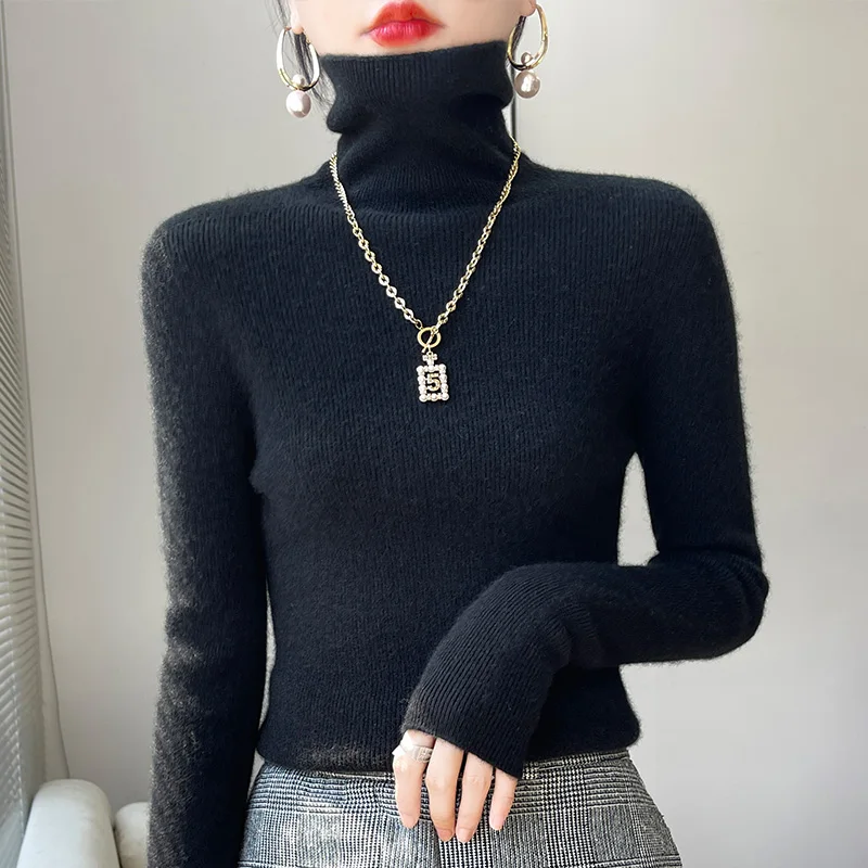 2022 Autumn Winter Cashmere Sweater Women\'s Pullover Turtleneck Casual Fashion Pure Color Cashmere sweater women