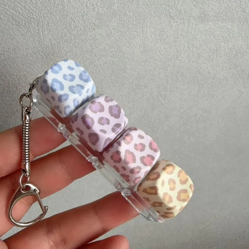 PBT Material 4‑Key Fidget Keychain Snake Bone Chain LED Light Decompression Keyring Portable Design Click Sound