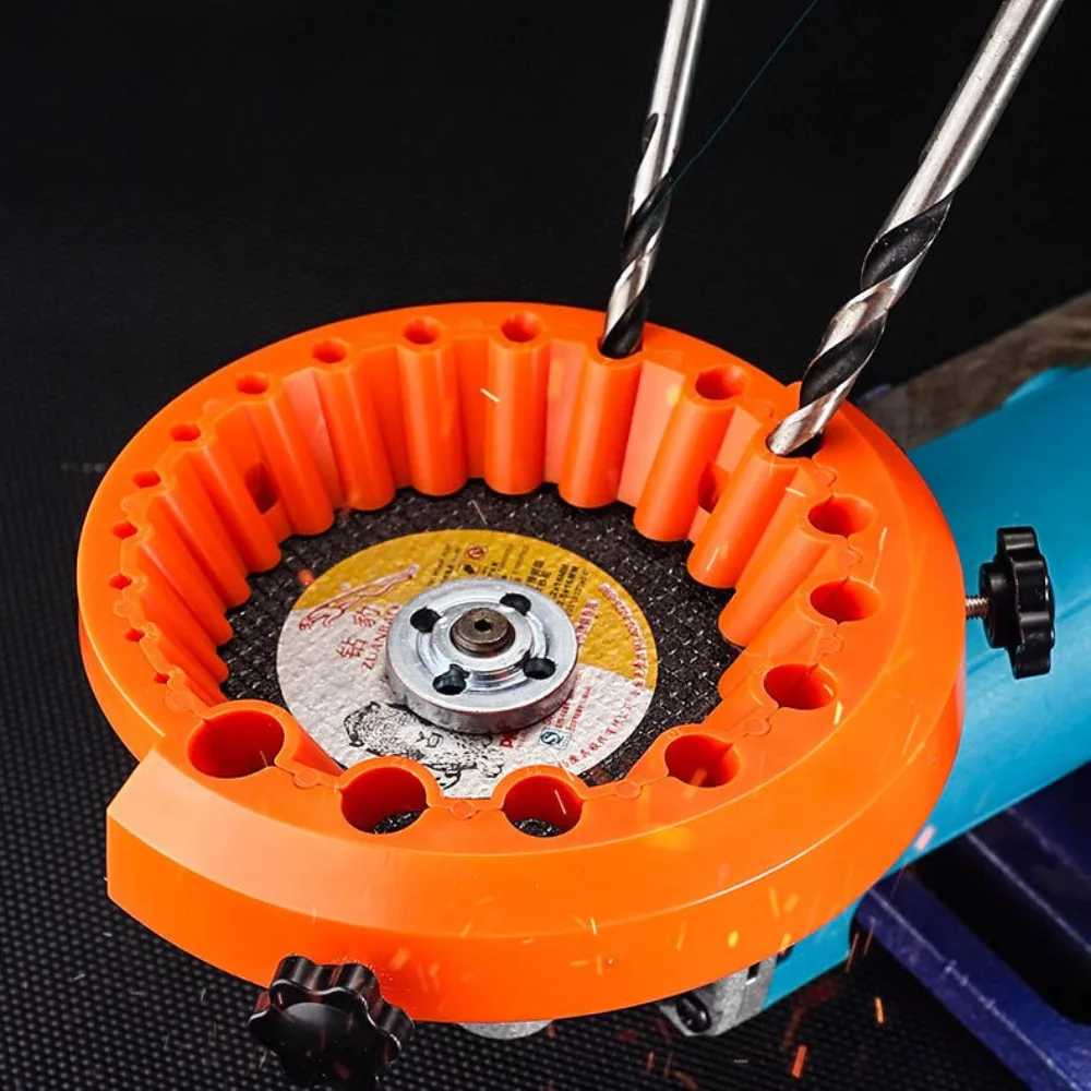

2-13mm Drill Bit Sharpener with 20 Holes Metal Thread Insert Anti-Stripping Tool Compatible with Angle Grinders for Bit Renewing