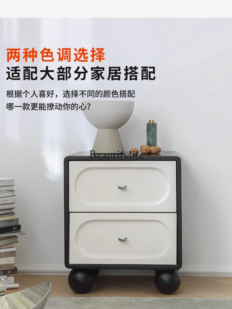 -* طاولة بجانب السرير عتيقة كريمية فرنسية لغرفة النوم، خزانة بجانب السرير من الخشب الصلب باللونين الأبيض والأسود