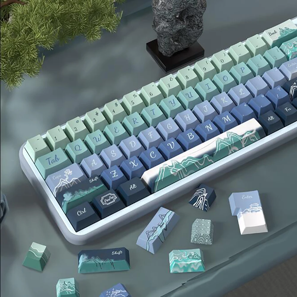 138 คีย์ Original Theme Keycaps โปรไฟล์เชอร์รี่น่ารักอะนิเมะ PBT Keycap ที่กําหนดเองสําหรับแป้นพิมพ์ระเหิดบุคลิกภาพหมวก