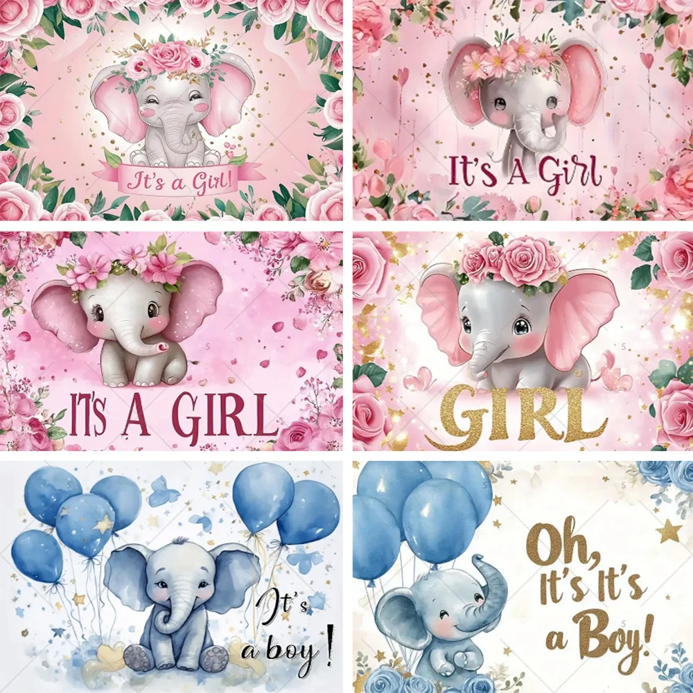 

Sweet Pink Elephant Theme Birthday Party Decoration Backdrop Baby Shower Supplies Banner Photography Background Photo Shoot Prop