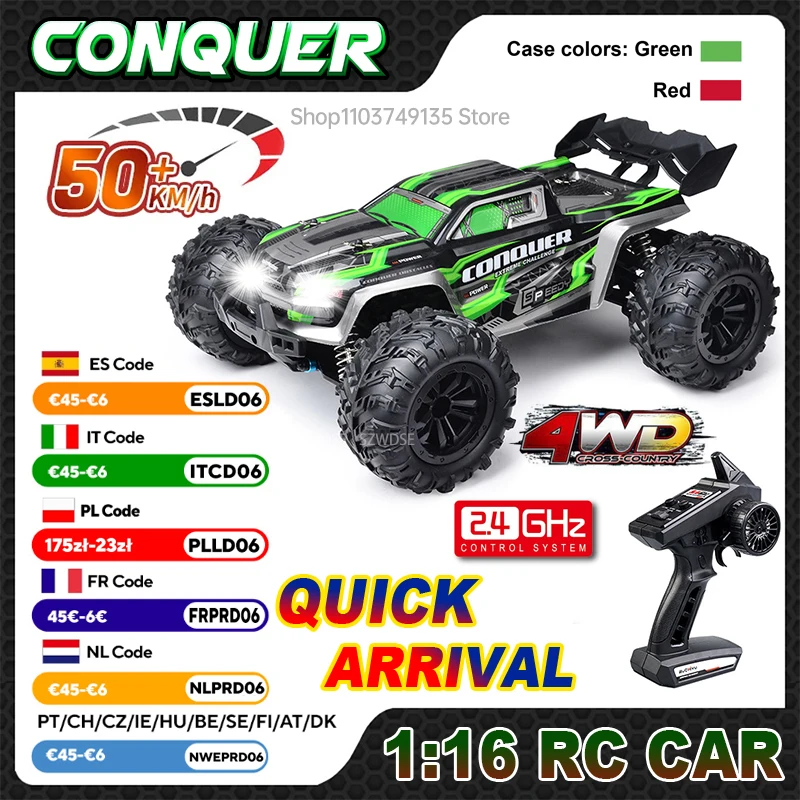 WLtoys 16102 1:16 Auto RC 4x4 de Alta Velocidad 50KM/H con Luces LED, Control Remoto, Auto de Escalada Bigfoot… — oferta en AliExpress