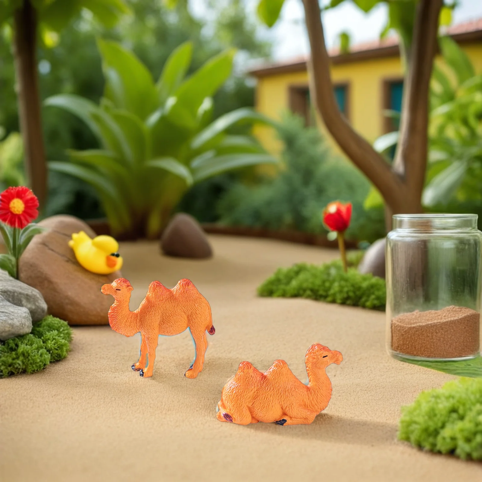 18 szt. Miniaturowych figurek wielbłądów: Wysokiej jakości plastikowe ozdoby do dekoracji krajobrazu pustynnego, do użytku wewnątrz i na zewnątrz, do mini ogrodów tematycznych, kreatywne dekoracje na biurko.