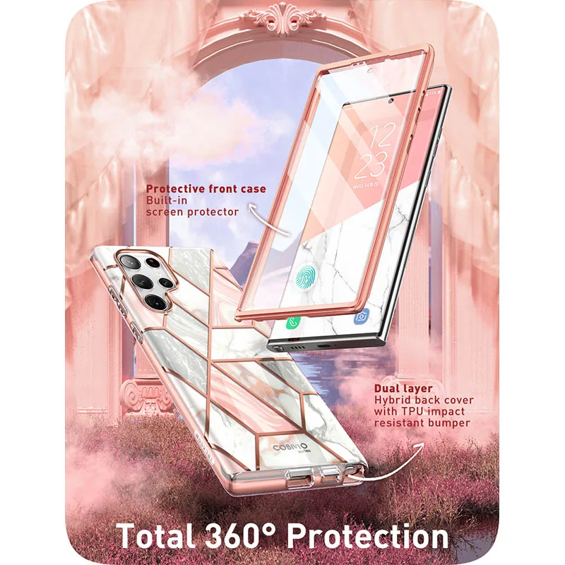 Funda protectora para Samsung Galaxy S23 Ultra, Protector de pantalla incorporado de 6,8 \