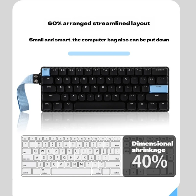 Teclado mecánico inalámbrico Epomaker Carbon60, Material de fibra de carbono, cuerpo ligero y ultrafino, teclado de oficina de perfil bajo
