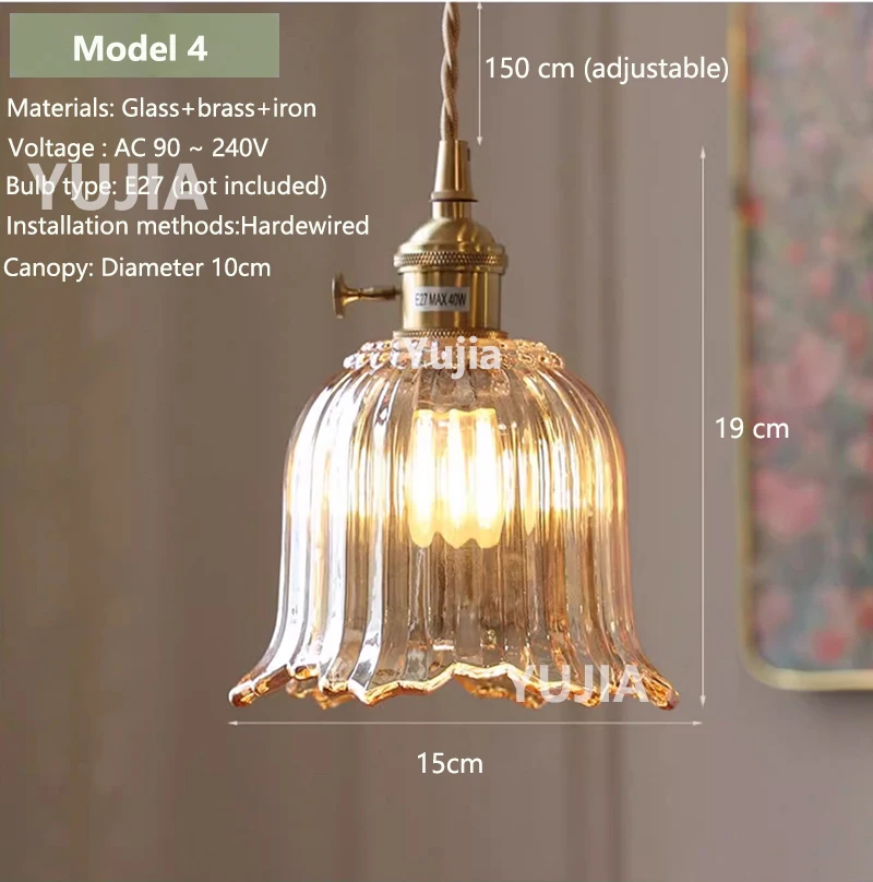 Hanglamp in meerdere stijlen Amberglas Lmapshade Messing Vintage bedlampje Verstelbare hanglamp Keukeneiland Eetkamer