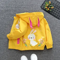 Autumn Little Girls Hooded Jacket Coats Spring Teenagers Children's Tops Kids Cardigan Windbreaker