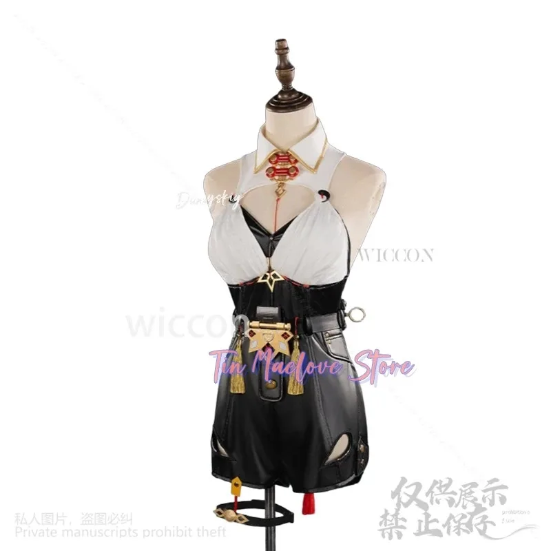 

7d@Anime Game Zenless Zone Zero Cosplay Yixuan Costume Sexy Jumpsuit Chinese Styles Coat Uniform Yellow Coat Wigs Props Dress