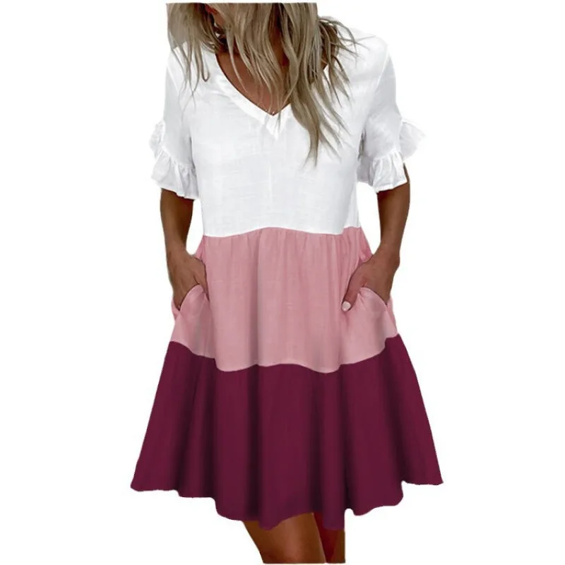 Women Dresses 2026 Fashion Short sleeve floral leaf Printed ruffled sleeve Pocket mini Dress for women's clothing vestidoes