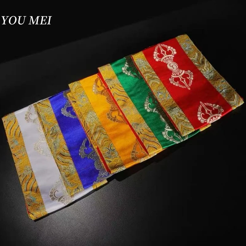

Tibetan Tablecloth,1 Meters Colorful Silk Embroidery Vajra Pattern Mongolian Nationality Table Flag Mats Tantric Buddhist Item