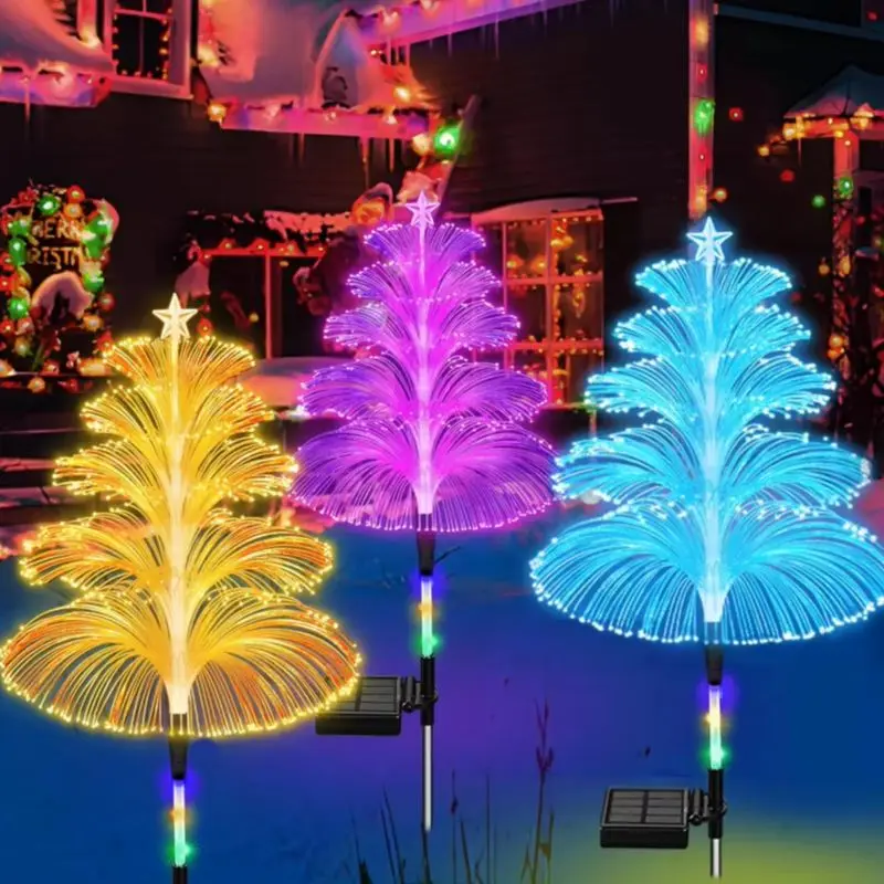 Solar Jellyfish Light Decoration Outdoor Waterproof 3/5 Layer Optical Fiber for Pathway Outside Pathway Lawn Patio Outside Decor