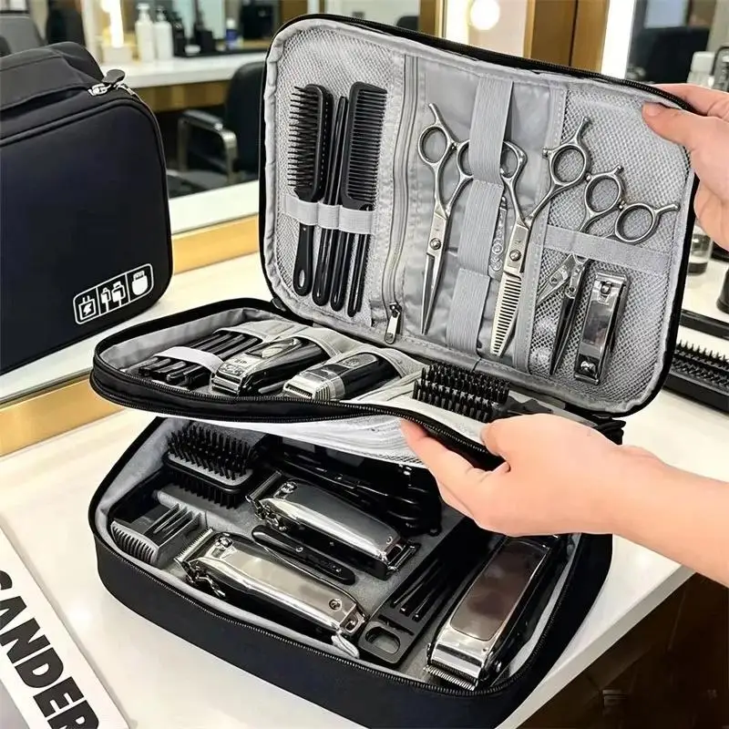 3-Layer Barber Tool Organizer Large Capacity Portable Hairdressing Tool Storage Bag for Trip Salon Hairstylists