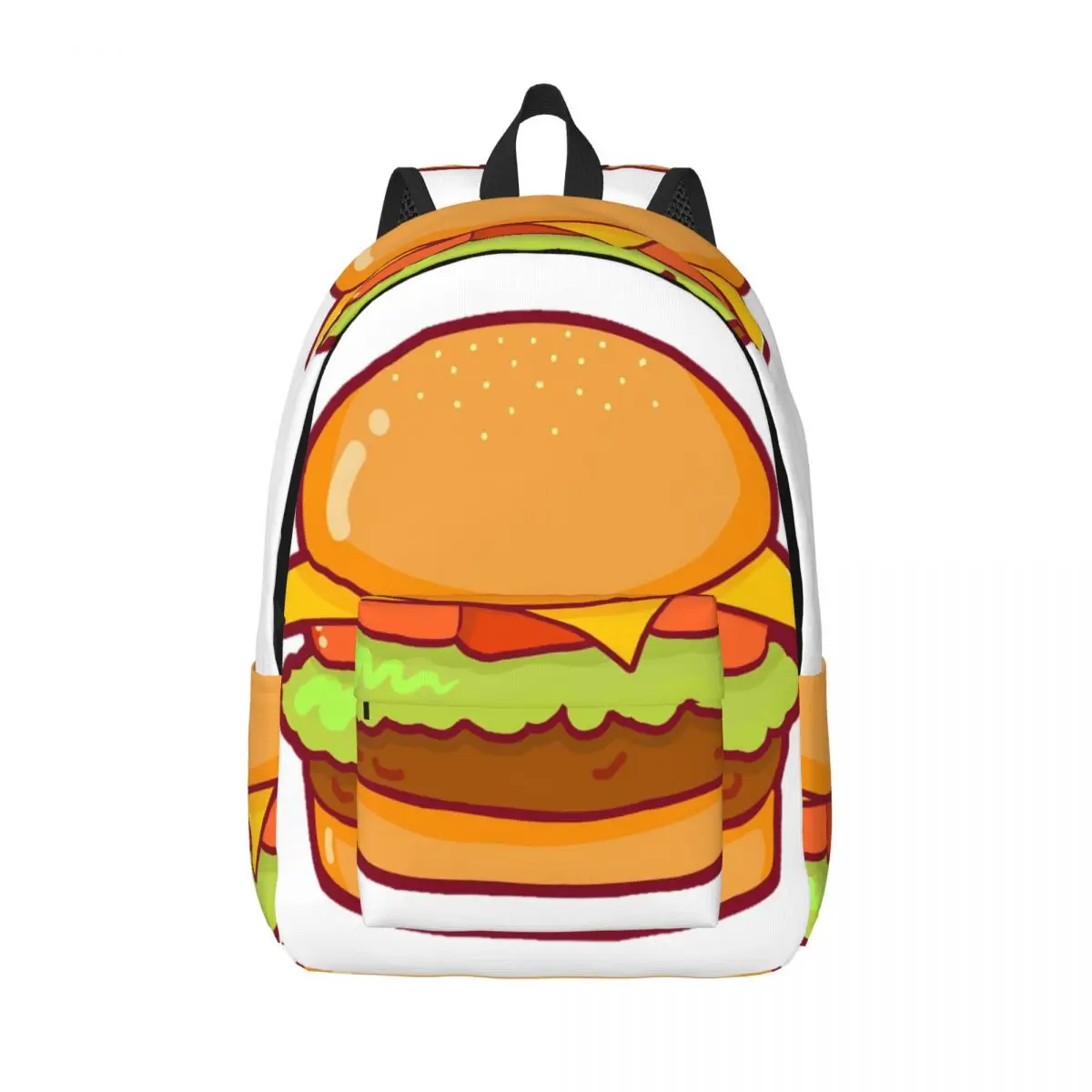 

HamburgerBurger Fast Food (in Black) Backpack Student Boys Girls BookBag Kids School Bag Laptop Shoulder Bags for Men Women